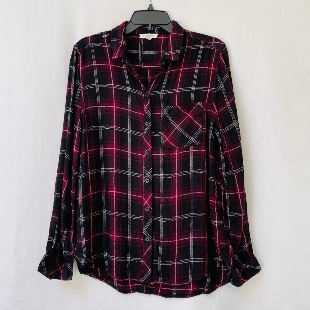 Beach Lunch Lounge Pink Plaid Shirt Womens Large Holiday Party Western Festival